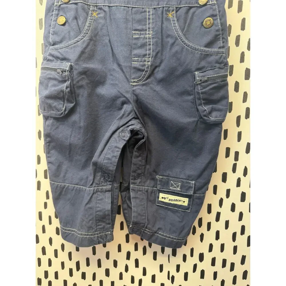 Vintage y2k navy Overalls and shirt Boys Size 18m Baby Headquarters nwot